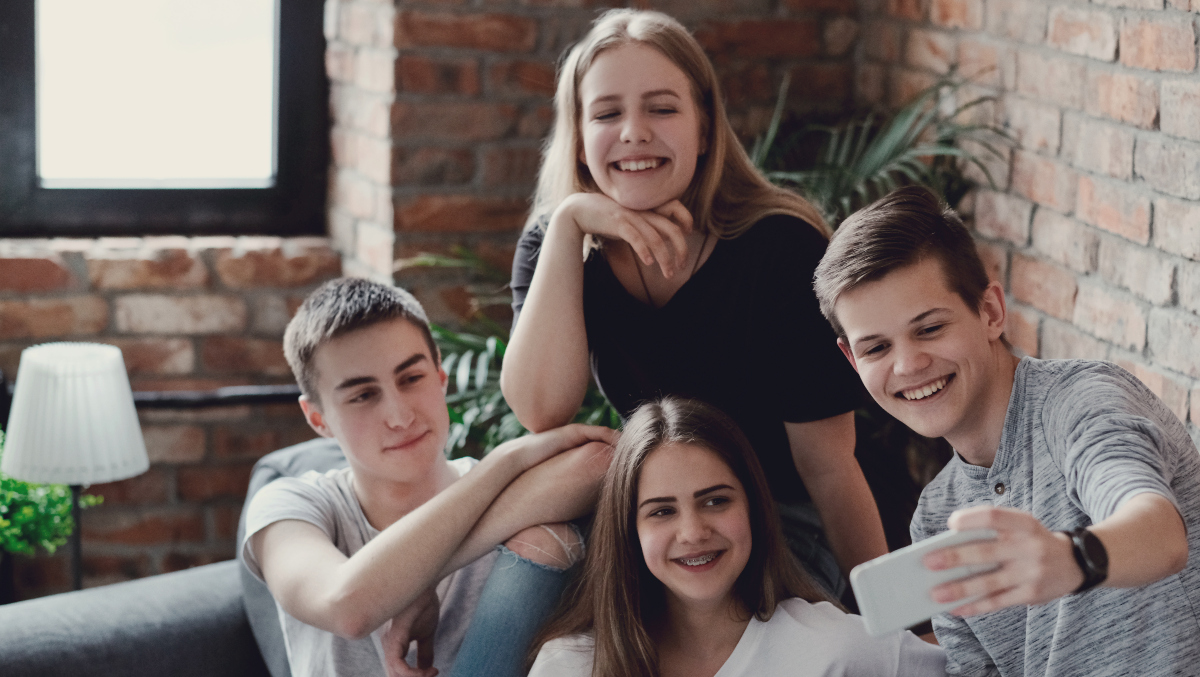 Group of teenagers at home Group of teenagers at home